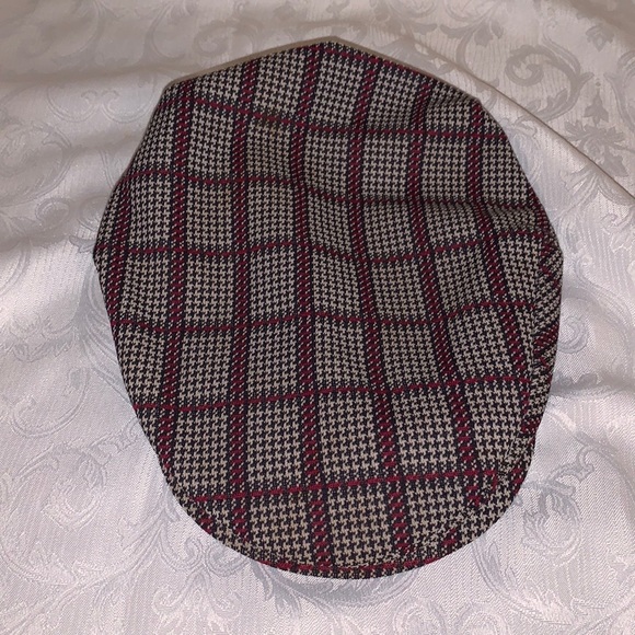 Vintage newsboy, houndstooth tweed/wool/ leather hat by Gramercy , size 7 1/8 - Picture 6 of 16